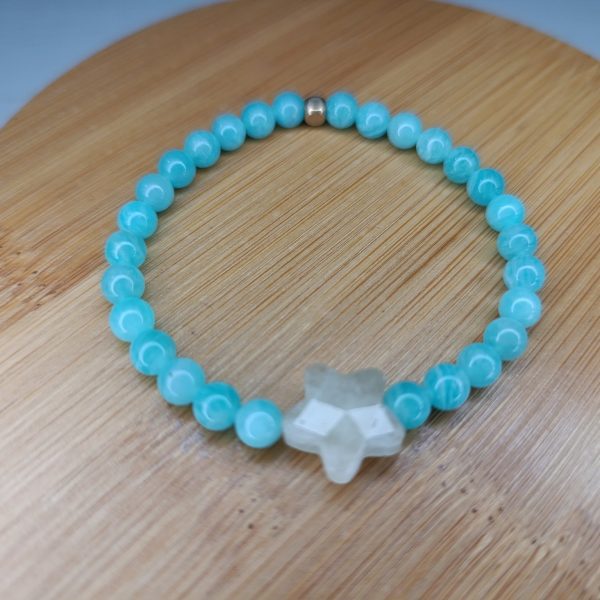 Bracelet Nina Un rayon de Soleil – Amazonite et Quartz Citron – Perles 6mm