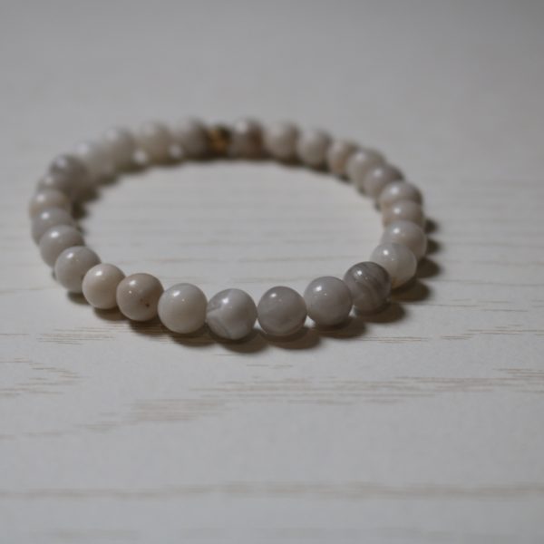 Bracelet Agate Blanche – Perles 6mm