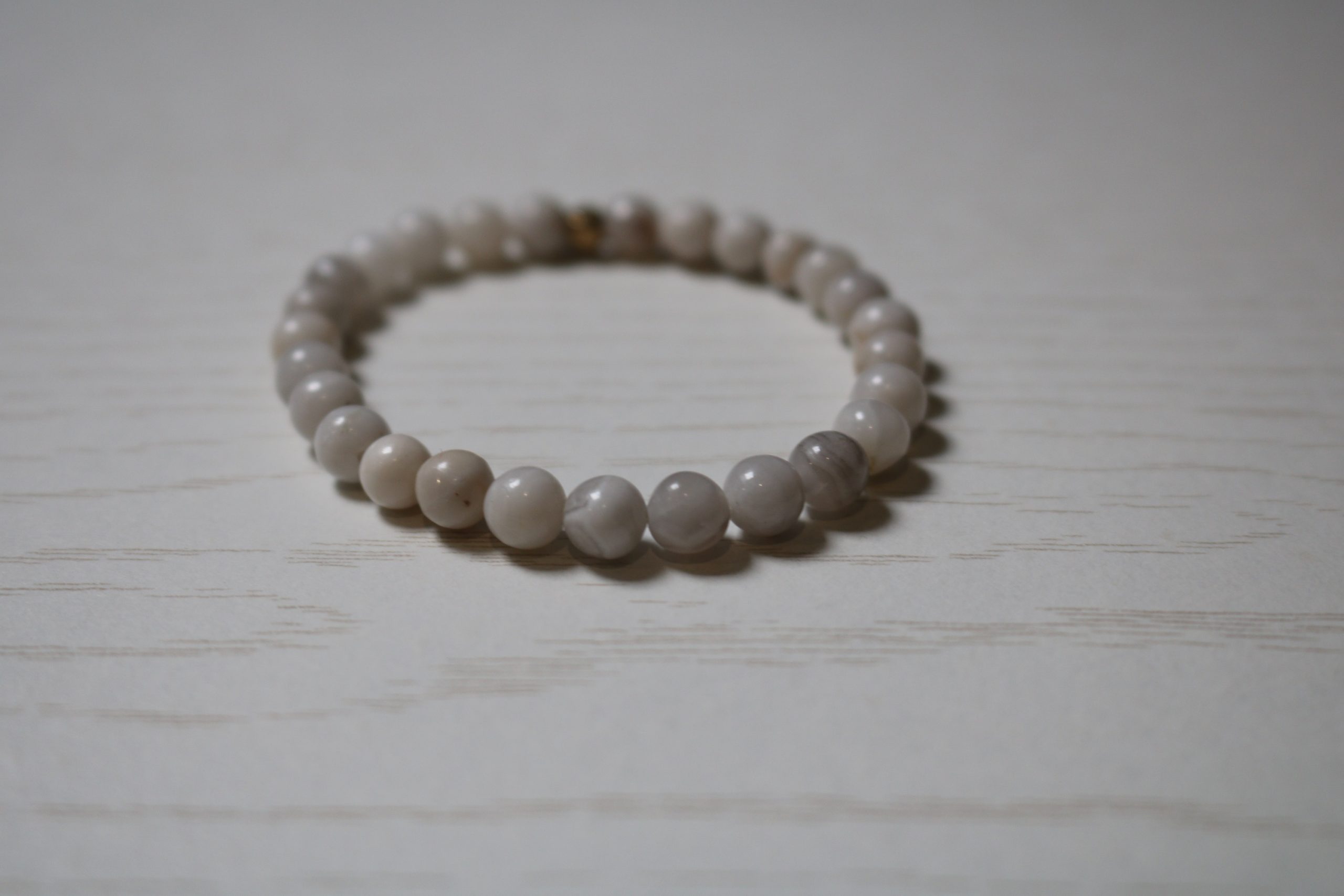 Bracelet agate blanche 6mm boule