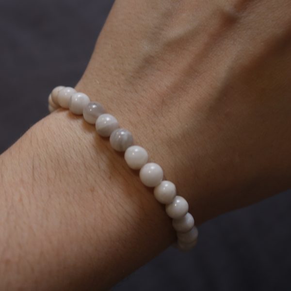 Bracelet Agate Blanche – Perles 6mm