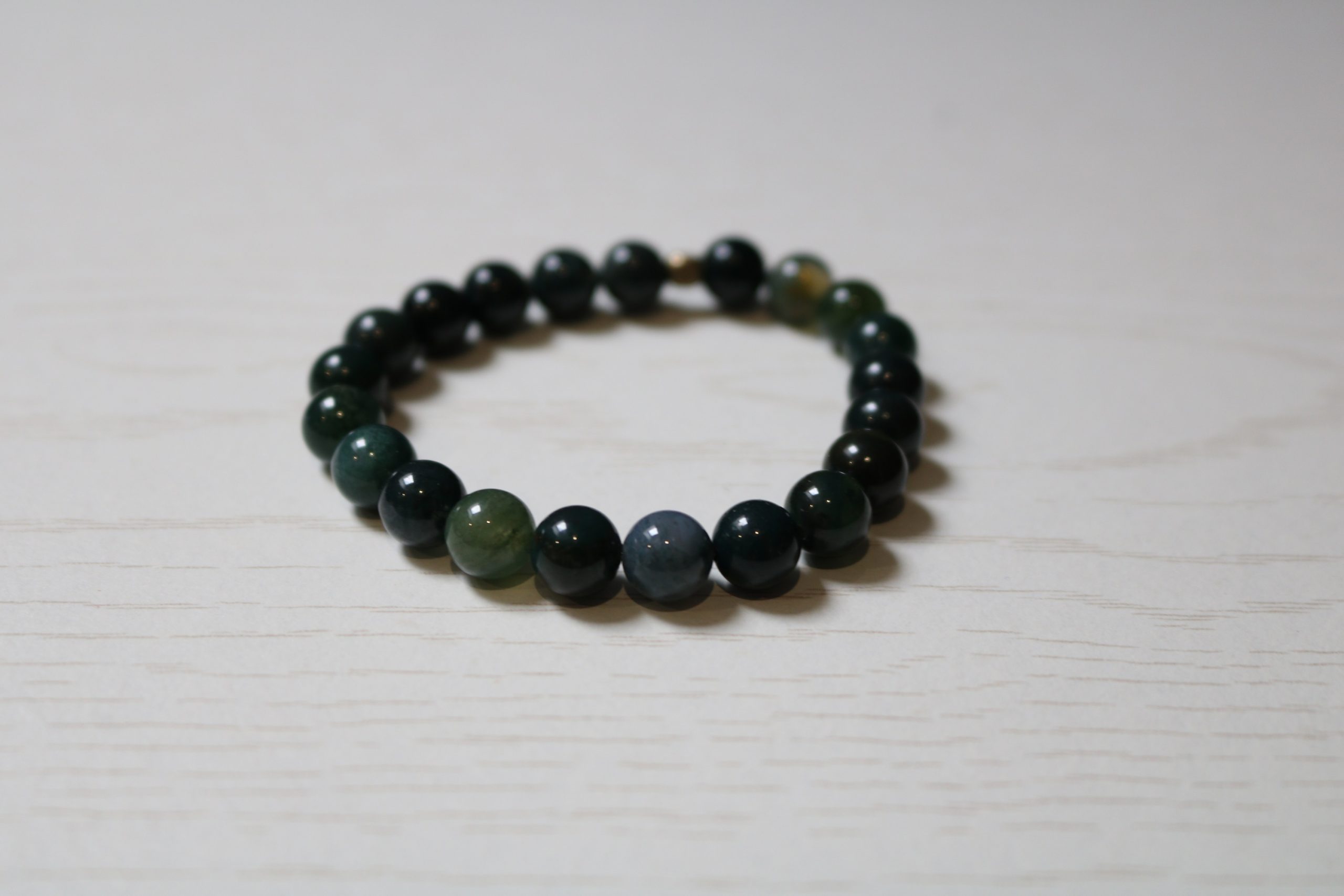 bracelet agate mousse vert boules perles 8mm