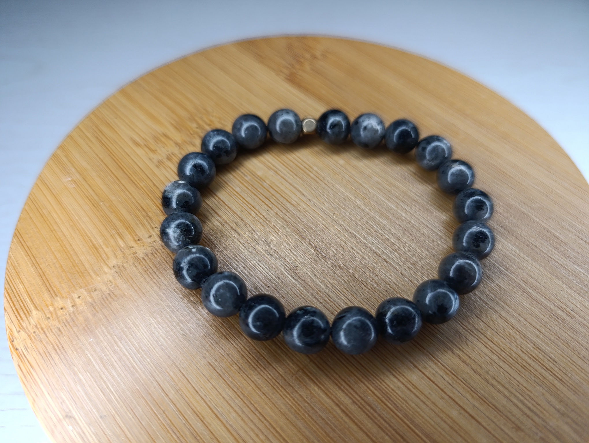 bracelet labradorite perles boules 8mm foncé