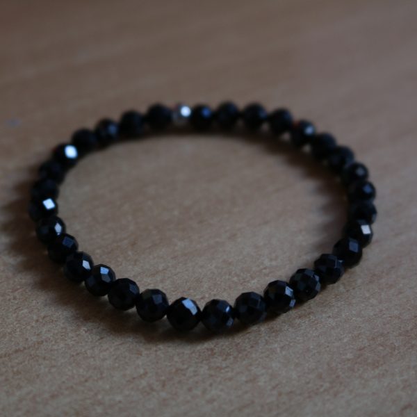 Bracelet Spinelle Noire – Perles 5mm facettées – A