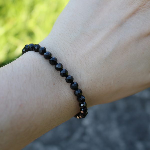 Bracelet Spinelle Noire – Perles 5mm facettées – A