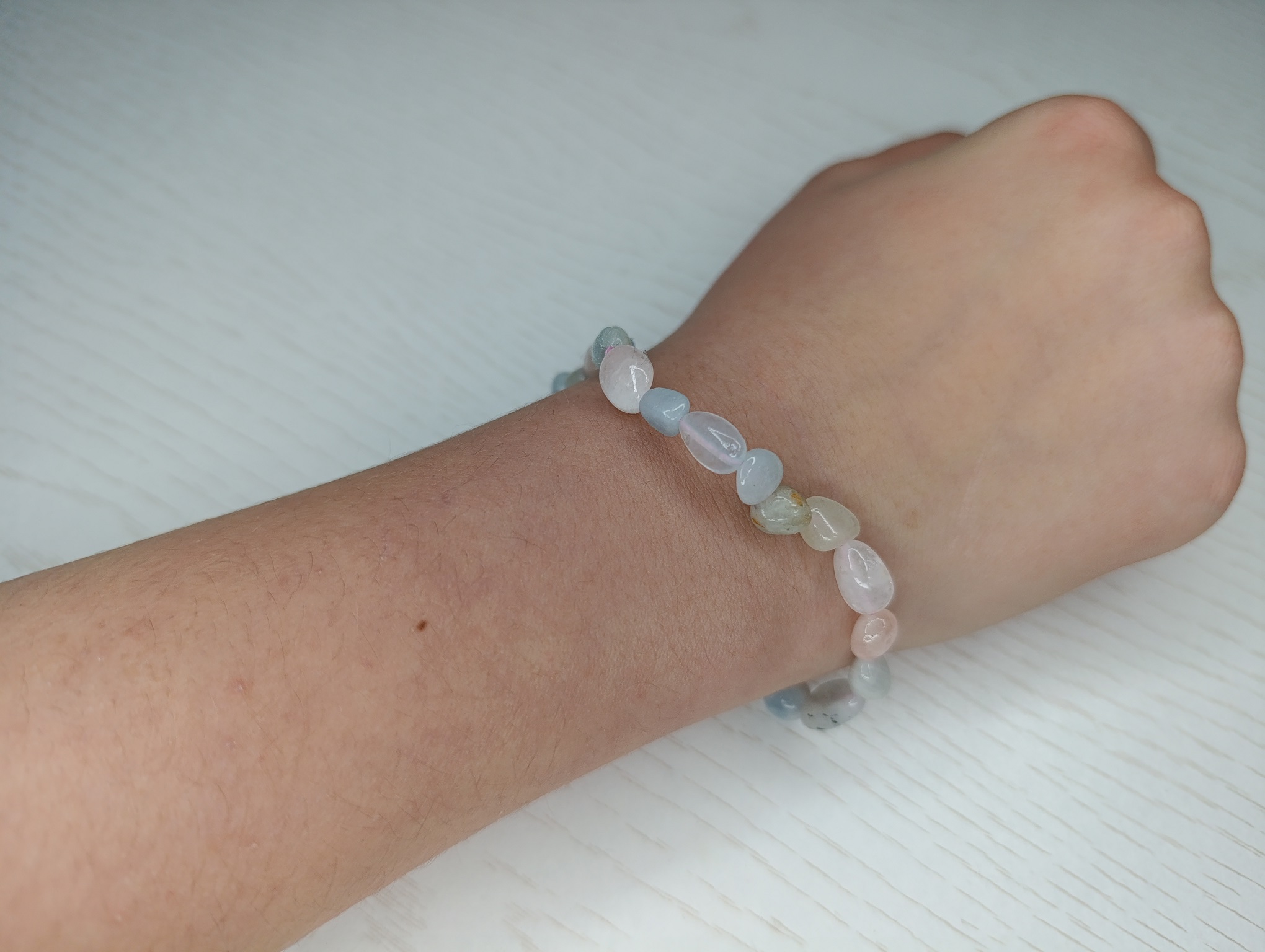 bracelet en béryls vert bleu rose boule roulee qualité A+ pierre naturelle brésil