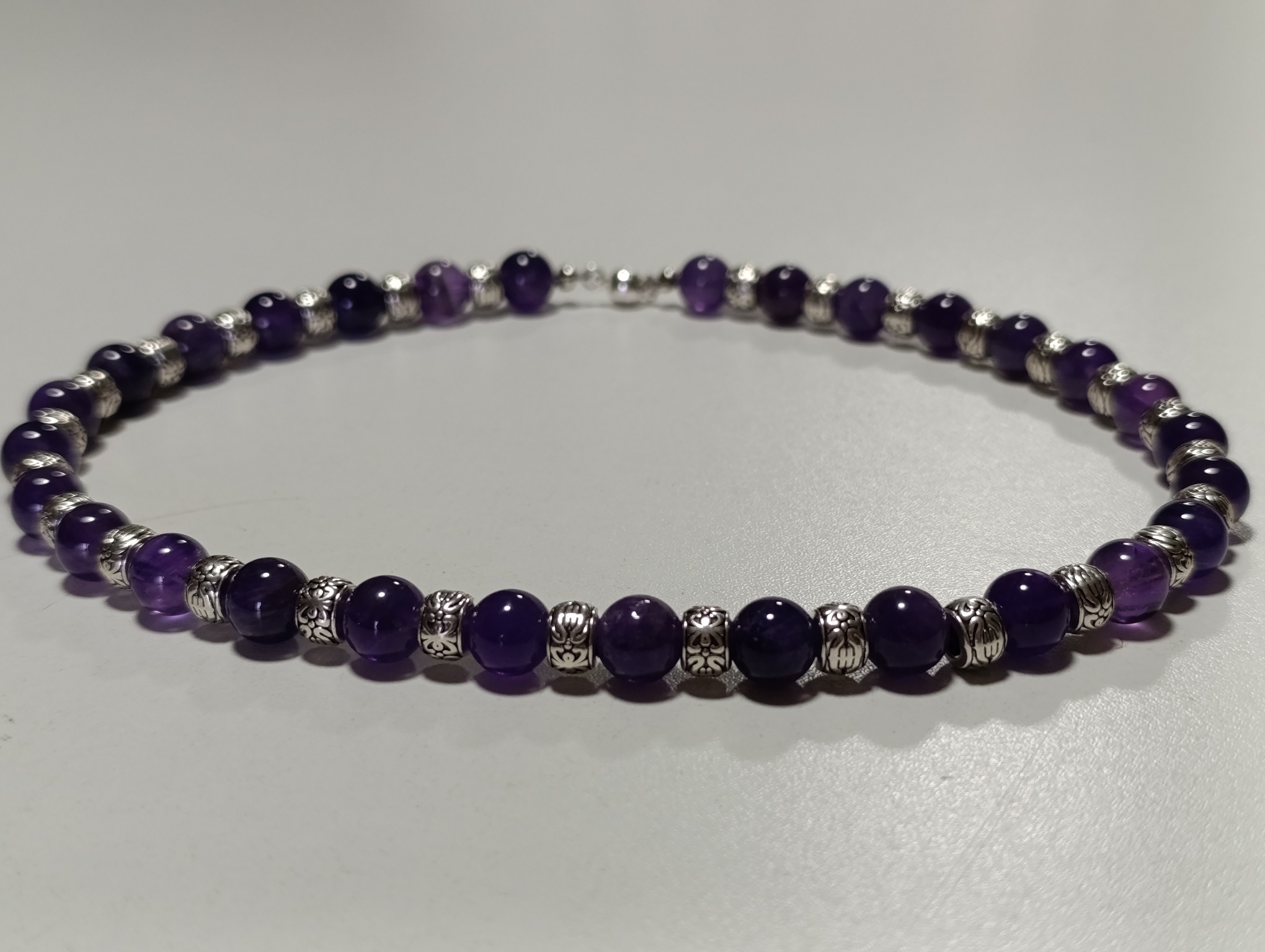 collier améthyste métal argenté 45cm brésil qualité A