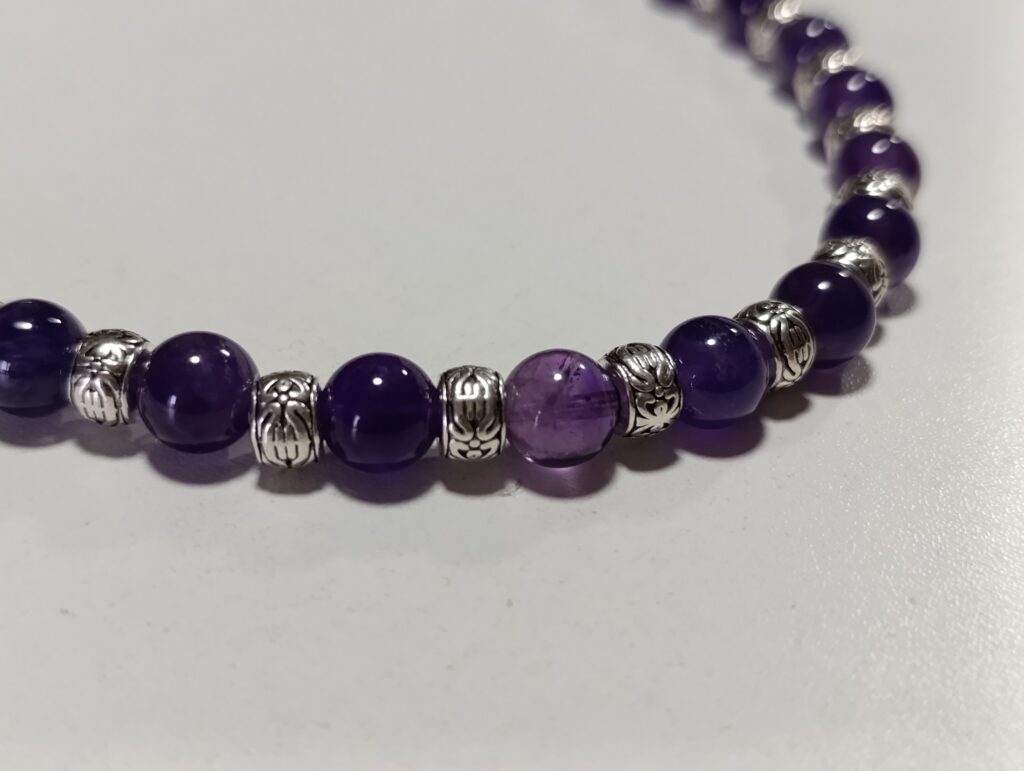 collier améthyste métal argenté 45cm brésil qualité A