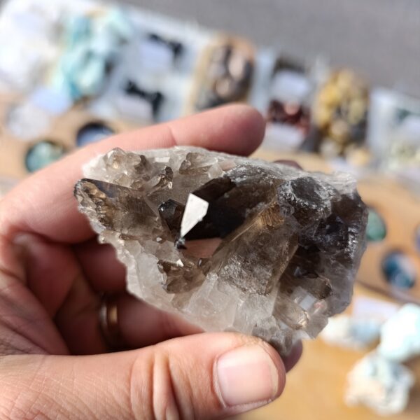 Pierre brute Druse en Cristal de roche / Quartz Fumé – 219gr- Qualité A