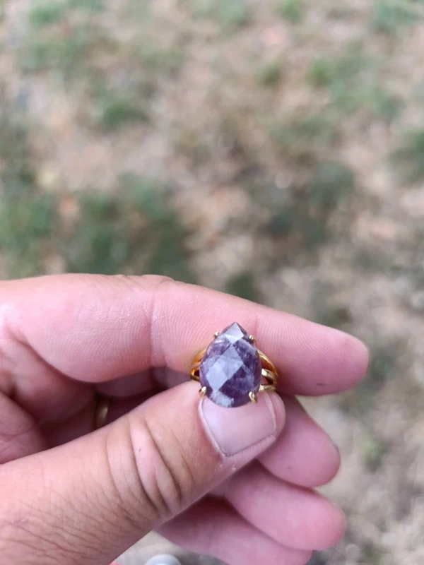 bague goutte en améthyste métal doré