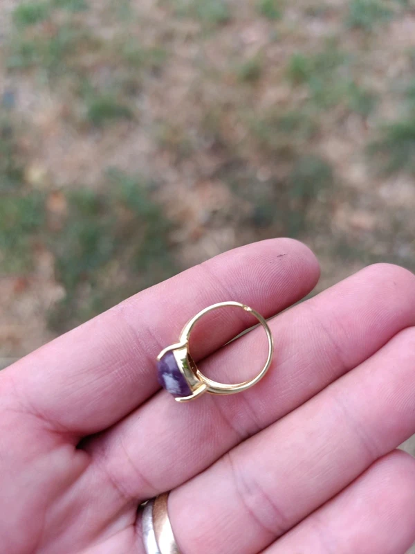 bague goutte en améthyste métal doré