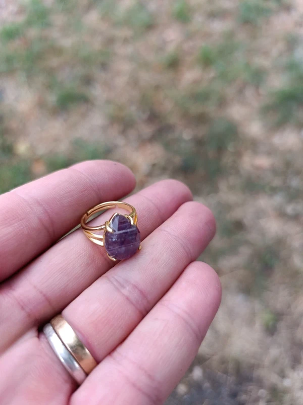 bague goutte en améthyste métal doré
