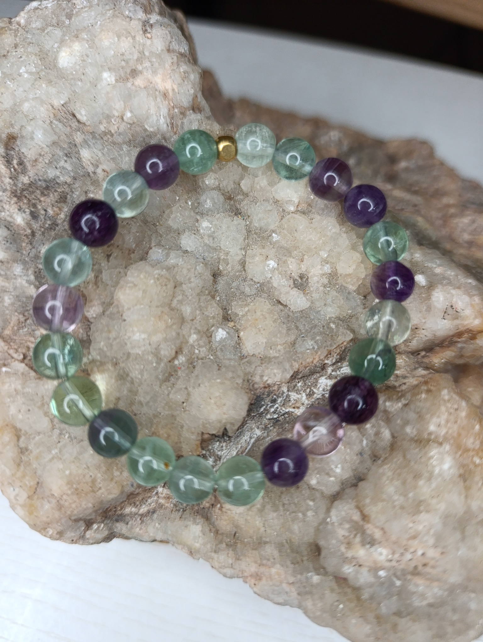 Bracelet fluorite multicolore 8mm chine qualité A