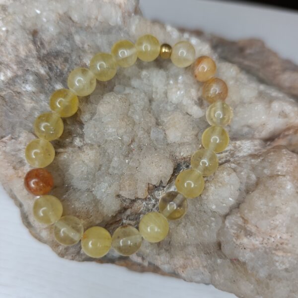 Bracelet Fluorine jaune – Perles 8mm A Mongolie