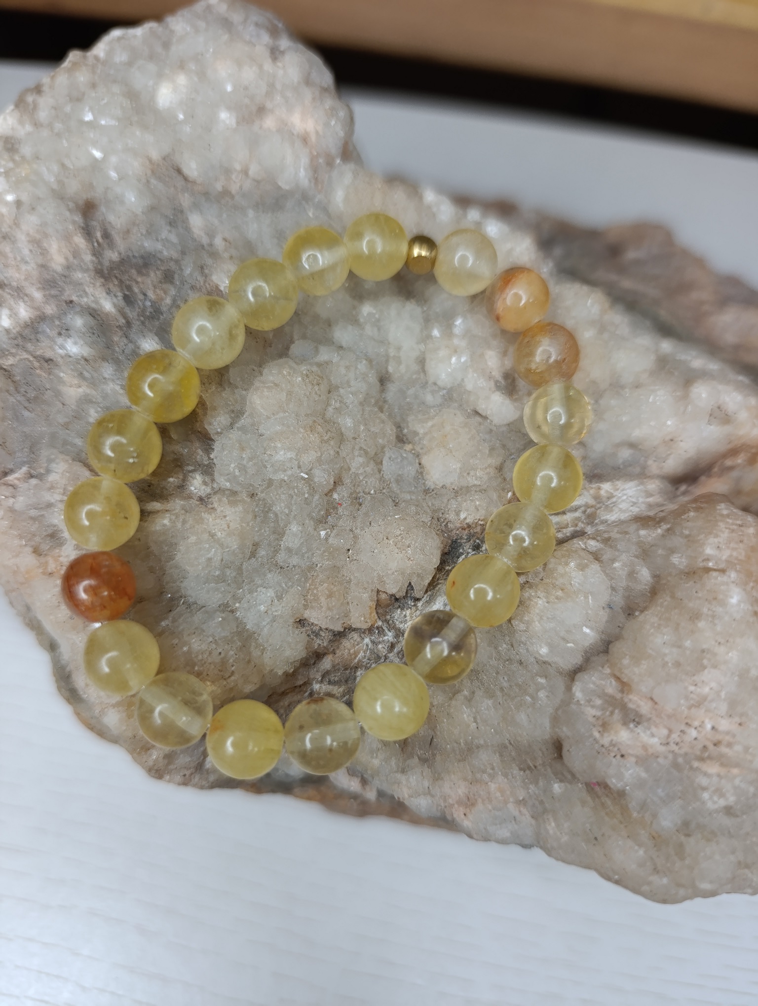 Bracelet fluorite jaune 8mm chine