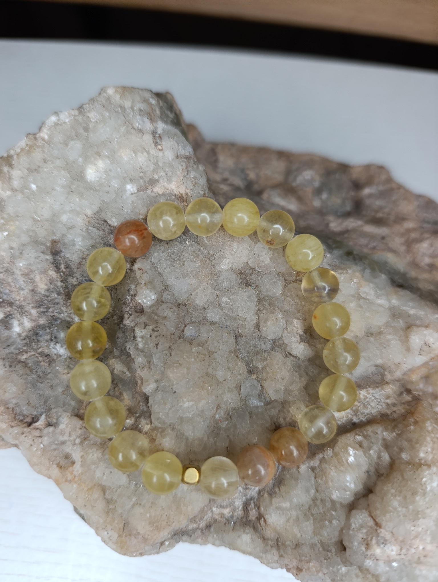 Bracelet fluorite jaune 8mm chine
