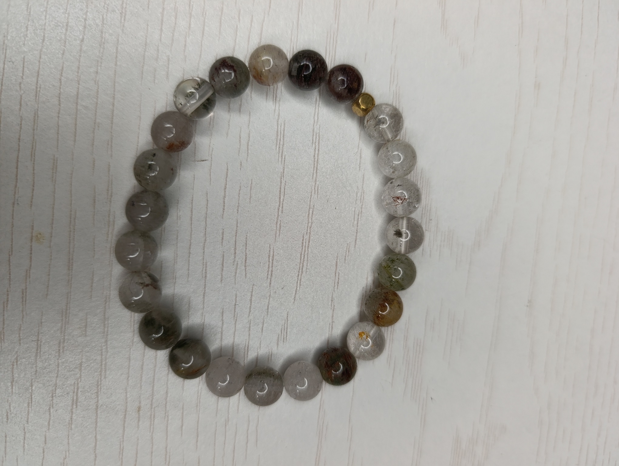bracelet en lodolite, quartz garden, quartz paysage 8mm brésil