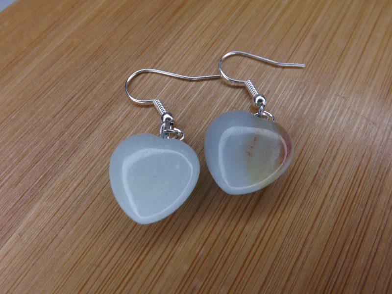 boucles d'oreilles en amazonite verte forme coeur pierre naturelle