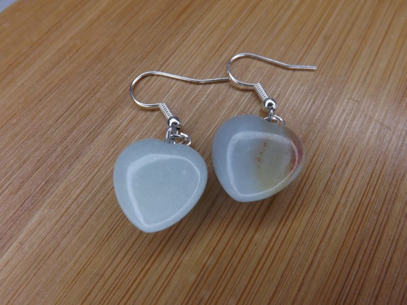 boucles d'oreilles en amazonite verte forme coeur pierre naturelle