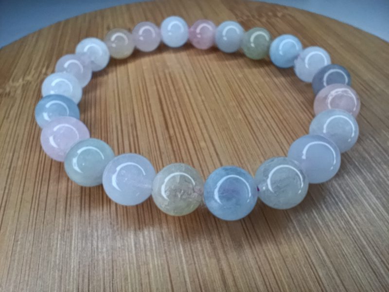 bracelet en béryls vert bleu rose boule 8mm qualité AA pierre naturelle brésil